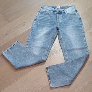 EUC Princess Polly Asymmetric Jeans Women's sz 4 Mid Rise Hoilly Straight Leg